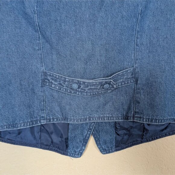 VTG 90s David Brooks Denim Vest Floral Embroidered Lined sz L Cottagecore Fairy - Picture 6 of 7